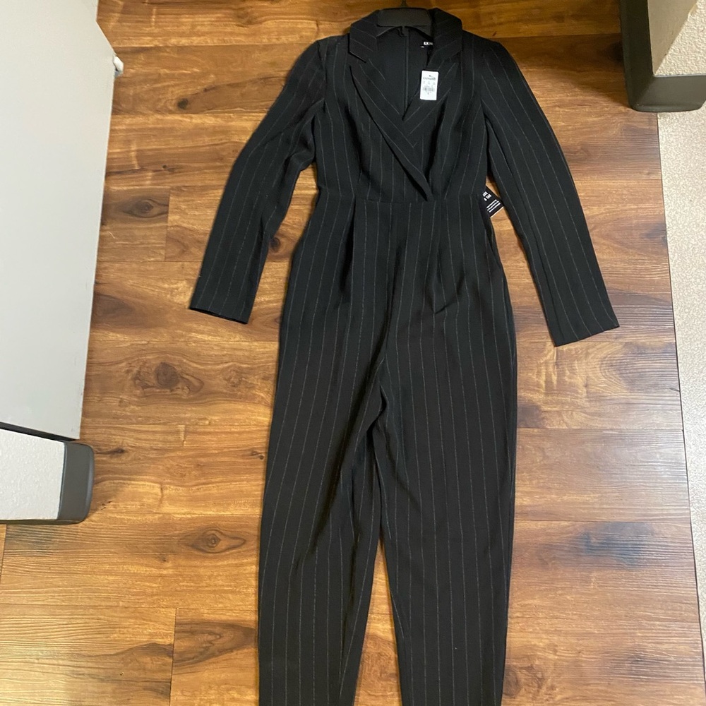 Express Black Pinstripe Tailored Jumpsuit